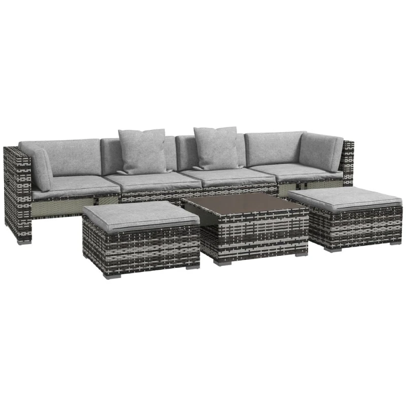 Image of Outsunny 7 Pcs Rattan Garden Furniture Set , Grey 860-318V70LG