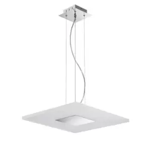 Image of Notte Pendant 28W LED Square 3000K, 1700lm, Polished Chrome/Frosted Acrylic, 3yrs Warranty