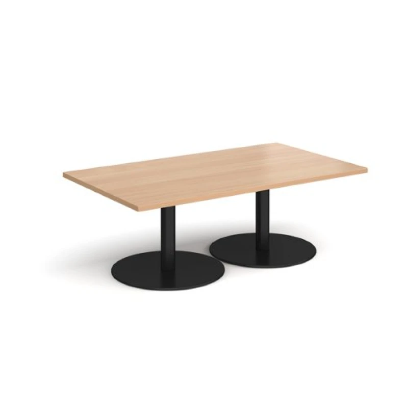 Image of Monza Monza rectangular coffee table with flat round Black bases 1400mm x 800mm - beech Beech MCR1400-K-B