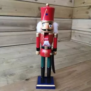 Image of The Christmas Workshop 35.5cm Red Festive Bearded Russian Guard Wooden Nutcracker