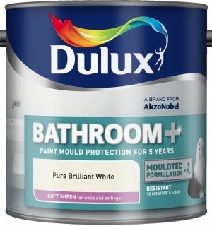 Image of Dulux Easycare Bathroom Pure Brilliant White Soft Sheen Emulsion Paint 2.5L