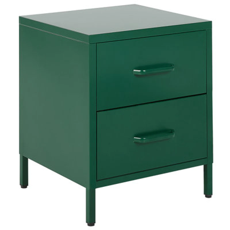 Image of Beliani 2 Drawer Bedside Table Malavi Metal Green