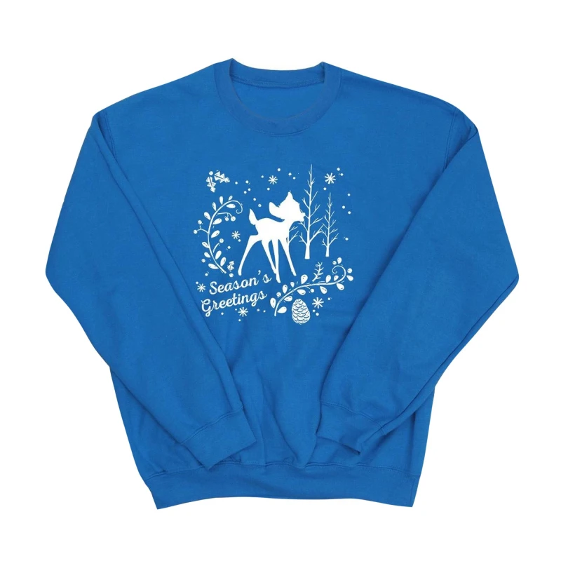 Image of Disney Men Bambi Christmas Greetings Sweatshirt in Blue Size: Small Blue S Male 5057736000304