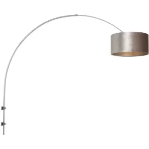 Image of Sienna Sparkled Light Wall Lamp with Shade Brushed Steel, Velvet Silver