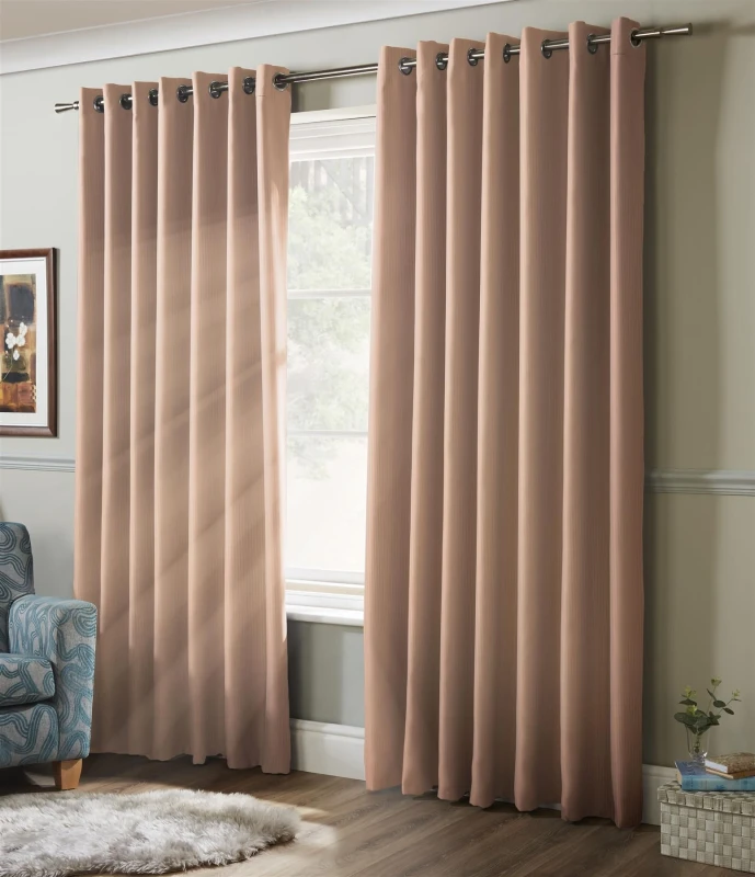 Image of Luxury Living Plain Blackout Ring top Curtains in Pink Size: 229cm width x 229cm drop Pink Unisex 229cm width x 229cm drop