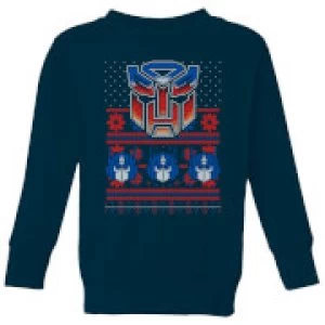 Image of Autobots Classic Ugly Knit Kids Christmas Sweatshirt - Navy - 9-10 Years