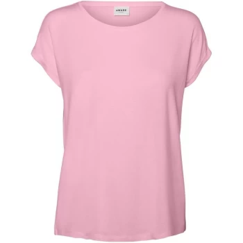 Image of Vero Moda VM Ava Plain Shirt Sleeve T-Shirt Womens - Roseate Sp