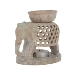 Image of Soapstone Carved Downward Elephant Oil Burner