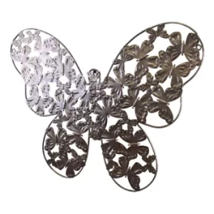 Image of Large Silver Metal Butterfly Design Wall Decor