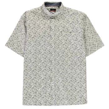 Image of Pierre Cardin Short Sleeve Patterned Shirt Mens - White