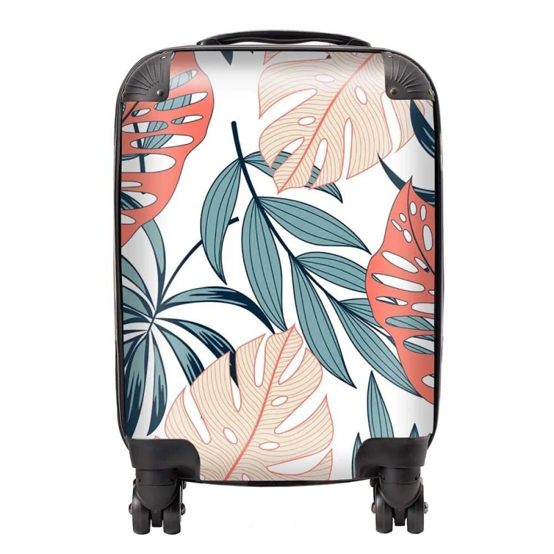 Image of Warren Reed - Designer Tropical Leaf Pattern Suitcase in Green Size: Medium Green Unisex Medium