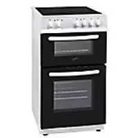 Image of Statesman Double Oven EDC50W Electric Cooker 2 Chrome Shelves Metal Black and White