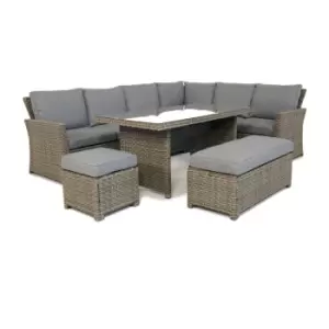 Image of Out&out Original - out & out Palma Corner Outdoor Rattan Garden Lounge Set - 9 Seater - Grey