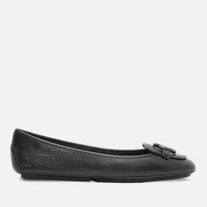 Image of Michael Kors Womens Lillie Leather Moc Flats - Black - UK 8