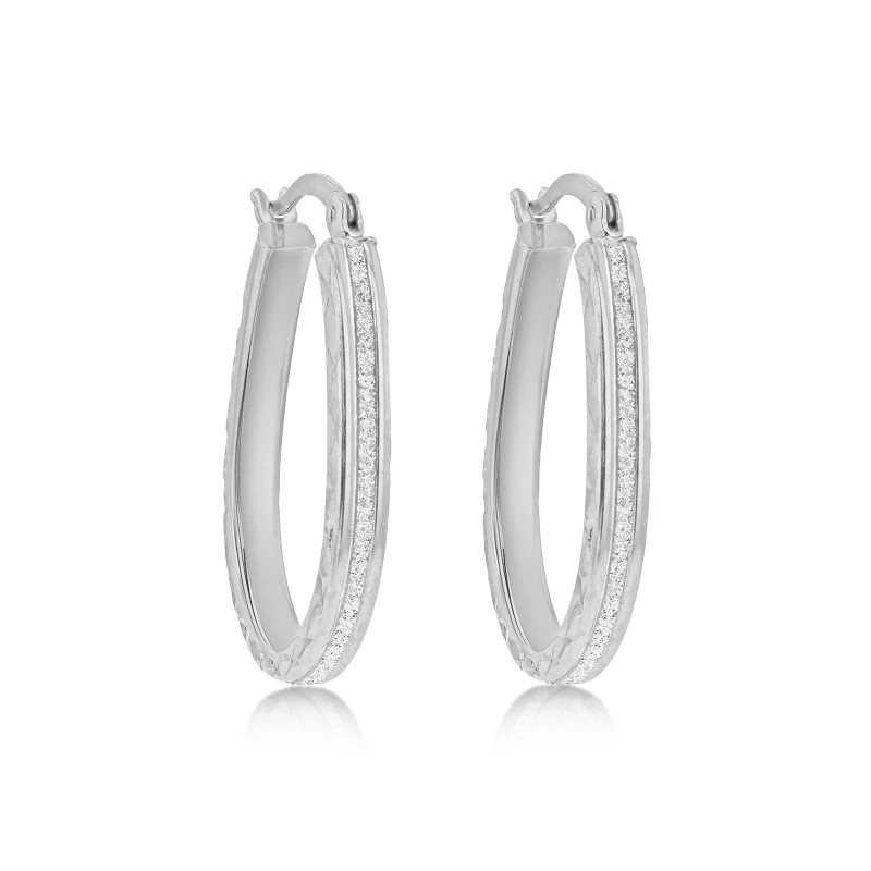 Image of Be You Sterling Silver Stardust Oval Hoops Silver female One Size