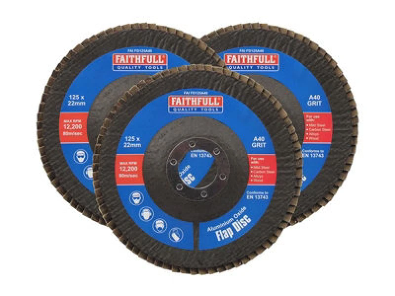 Image of Faithfull Aluminium Oxide Abrasive Flap Disc FAIFD12540A3 Diameter: 125mm