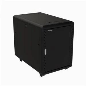 Image of StarTech.com 15U 19" Server Rack Cabinet - 4 Post Adjustable Depth (6-32") Locking Knock Down Network/Computer Equipment Enclosure - Mobile w/Glass Do