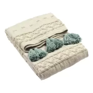 Image of Boho Cotton Tufted Throw Seafoam