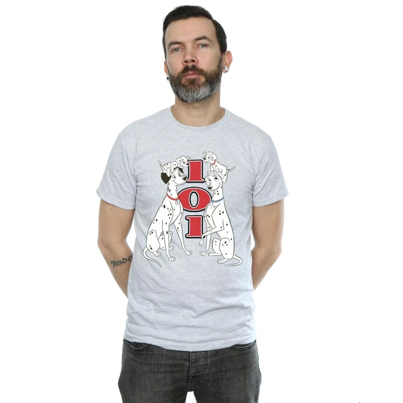 Image of Disney Men 101 Dalmatians Family T-Shirt in Grey Size: Small Grey S Male 5059568149763