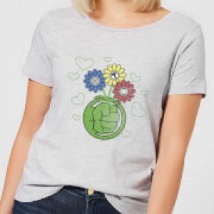 Image of Marvel Avengers Hulk Flower Fist Womens T-Shirt - Grey - 4XL
