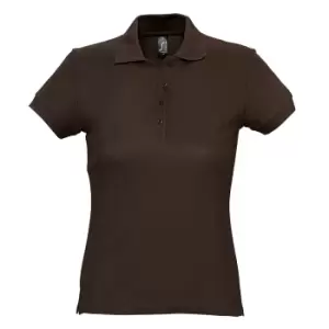 Image of SOLS Womens/Ladies Passion Pique Short Sleeve Polo Shirt (M) (Chocolate)