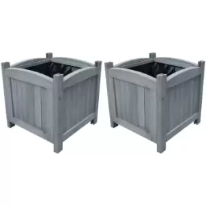 Image of Garden Raised Beds 2 pcs 30x30x30cm Solid Firwood Vidaxl Grey