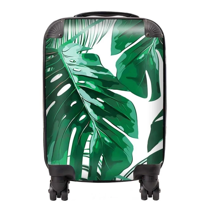 Image of Warren Reed - Designer Tropical Jungle Leaf Pattern Suitcase in Green Size: Medium Green Unisex Medium