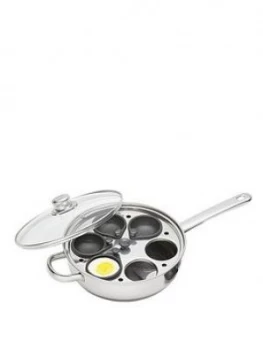Image of Kitchencraft 28cm Six Hole Egg Poacher - Stainless Steel