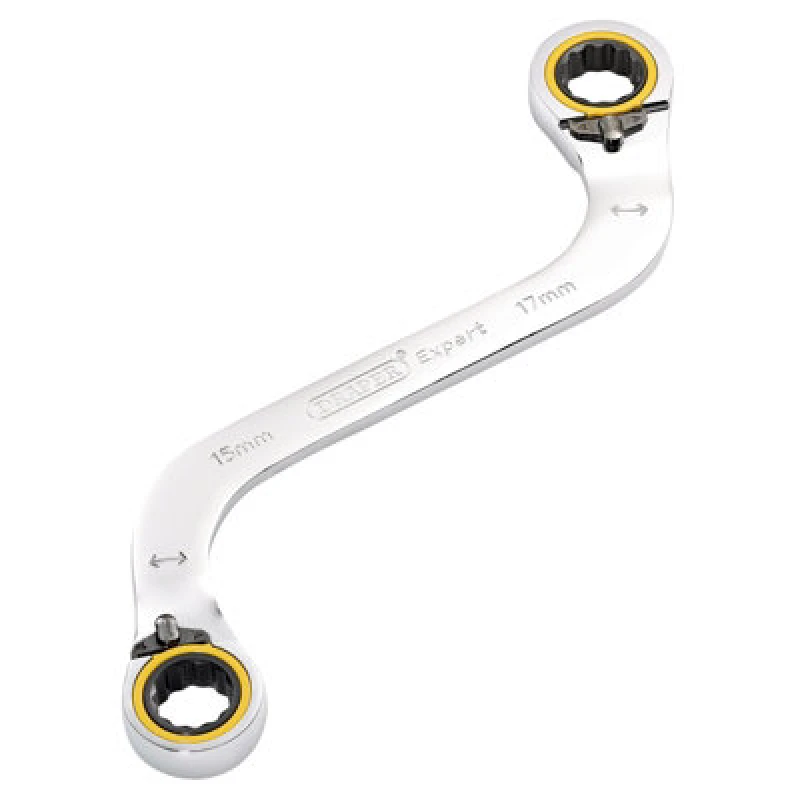 Image of Draper Expert Hi Torq Double Ring Ratchet S Spanner 03945 Range Metric: 15mm x 17mm