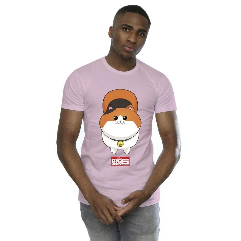 Image of Disney Men Big Hero 6 Baymax Kitten Face T-Shirt in Baby Pink Size: Small Baby Pink S Male 5059934825130