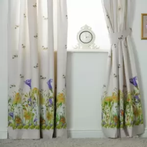 Image of Belledorm Bluebell Meadow Lined Curtains (168 x 183cm) (Ivory) - Ivory