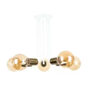 Image of Venna Multi Arm Semi Flush Ceiling Light White, Gold, 30cm, 5x E27
