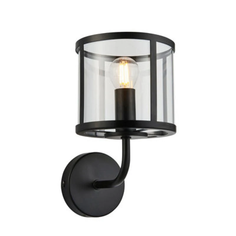Image of Luminosa Lighting Luminosa Hopton Glass Shade Wall Lamp Matt Black