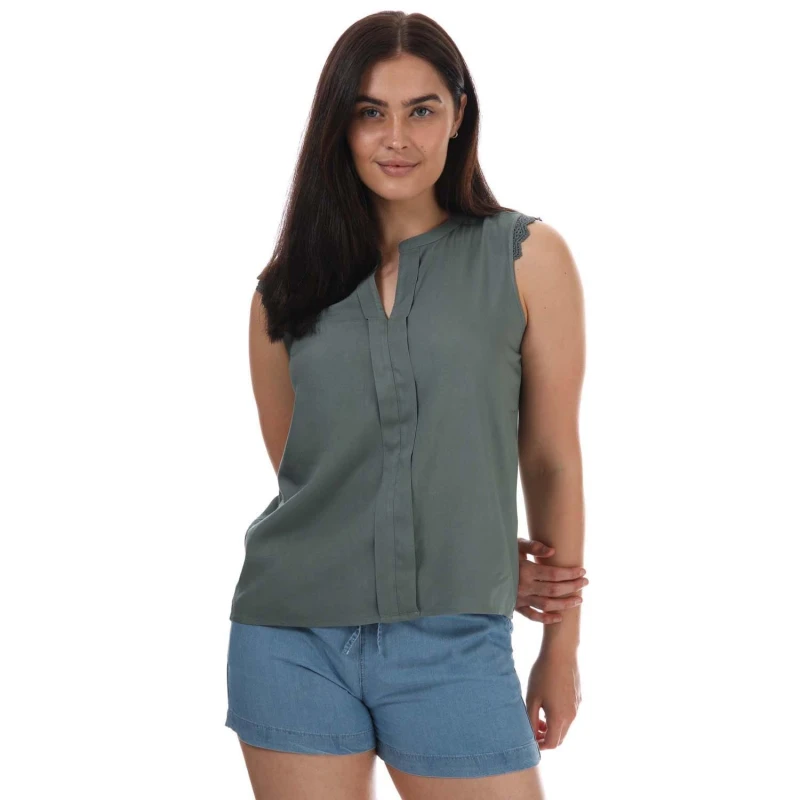 Image of Only Kimmi Lace Trim Top Green female 10