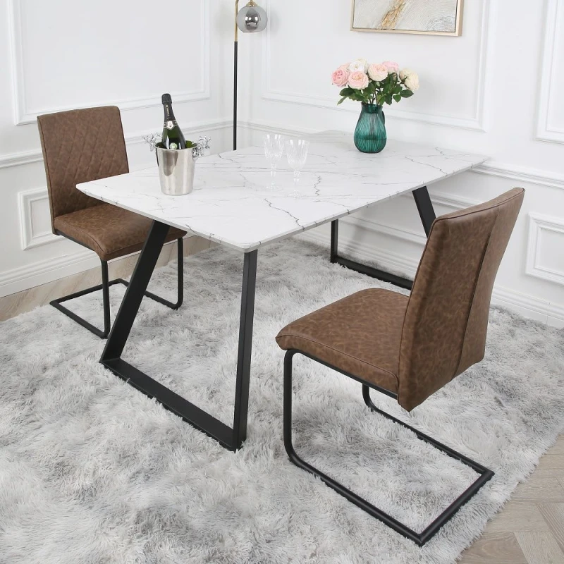 Image of Home Garden Direct Nestor - Pair of Industrial Dining Chairs - (Brown) in Brown Brown Unisex