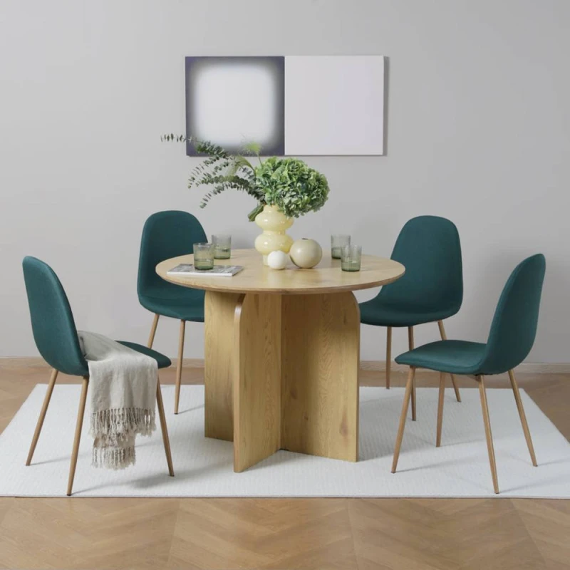 Image of Home Garden Direct NYX Wood x 4 Linen Chairs Dark Green Dark Green Unisex