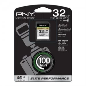 Image of PNY Elite Performance memory card 32GB SDHC Class 10