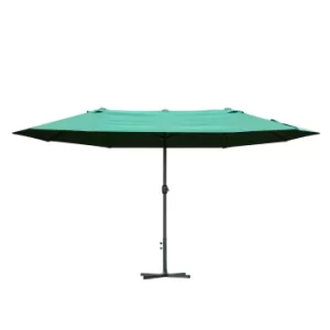 Image of Outsunny 4.6m Garden Parasol Double-Sided Sun Umbrella Patio Market Shelter Canopy Shade Outdoor Dark Green