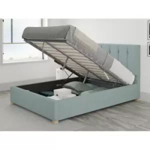 Image of Hepburn Ottoman Upholstered Bed, Malham Weave, Sky - Ottoman Bed Size Double (135x190)