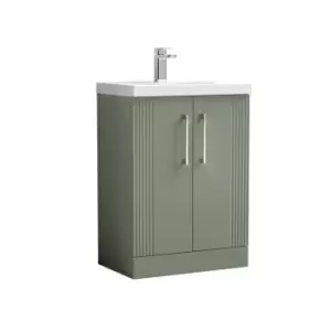 Image of Nuie Deco 600mm Floor Standing 2 Door Vanity & Basin 1 - Satin Reed Green