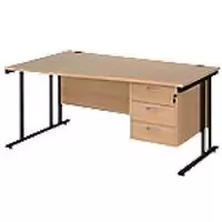 Image of Dams International Wave Desk MC16WLP3KB 1,600 x 725 x 800 - 990 mm