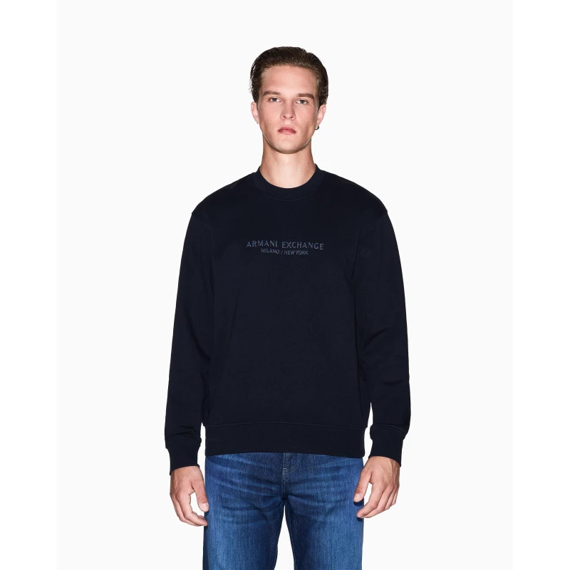 Image of Armani Exchange Raised Logo Sweatshirt Deep Navy S