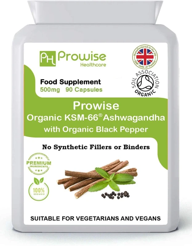 Image of Prowise Healthcare KSM-66 Ashwagandha With Organic Black Pepper 500mg 90 Capsules - Certified Ashwagandha KSM-66 100% Natural Supplement - Ayurveda Fo