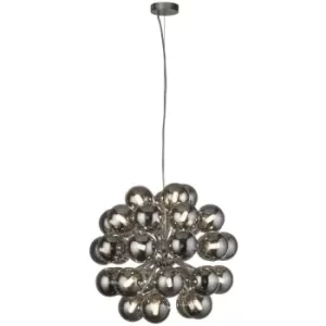 Image of Searchlight Berry 27 Light Pendant, Chrome, Smoked Glass
