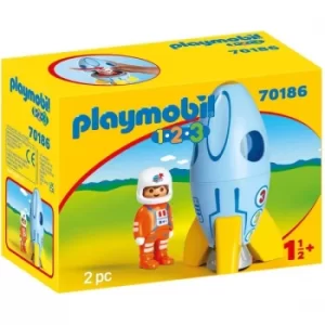 Image of Playmobil 1.2.3 Astronaut With Rocket Playset