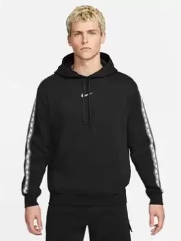 Image of Nike NSW Repeat Fleece Pullover Hoodie - Black/White Size M Men