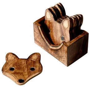 Image of Sass & Belle (Set of 6) Wooden Fox Coasters