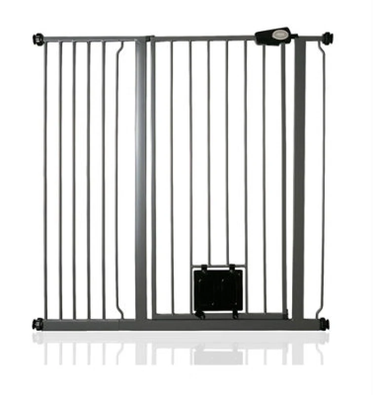 Image of Bettacare Pet Gate With Lockable Cat Flap, 107.4Cm - 115Cm, Slate Grey, 104Cm In Height