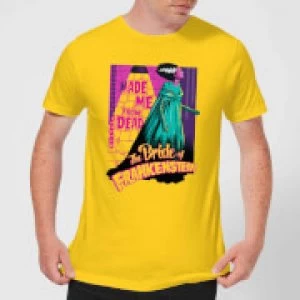 Image of Universal Monsters Retro Bride Of Frankenstein Mens T-Shirt - Yellow - XL