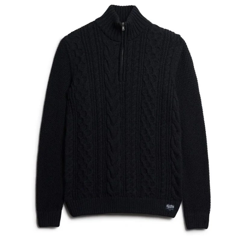 Image of Superdry Half-zip knit sweater Superdry Jacob Cable Bleu Male S